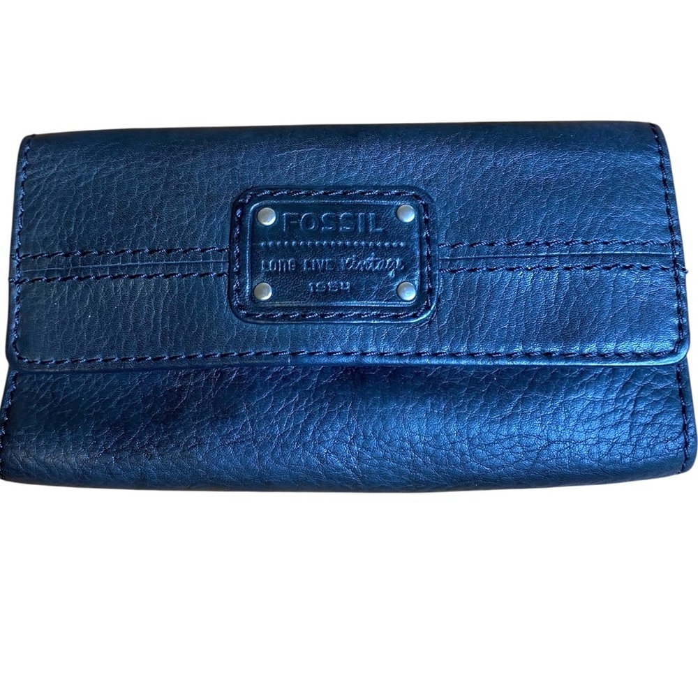 Fossil Black Leather Vintage 1954 Tri-fold Wallet